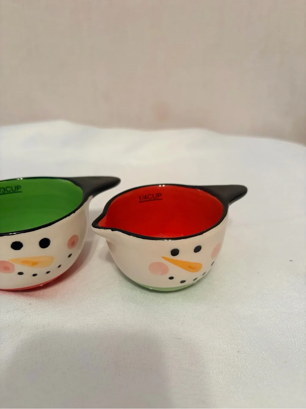 Set of 4 Snowman Measuring Cups - Festive Red & Green Interiors